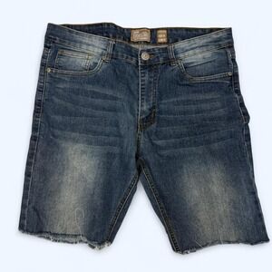 Denim Shorts 34x32 Slim Fit Stitches and Rivets